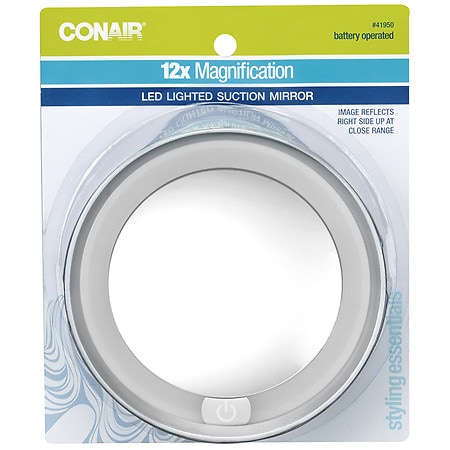 Conair LED Lighted 12x Magnification Mirror with Suction Cup Silver