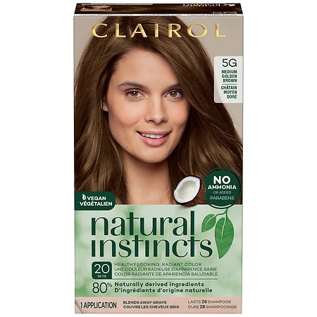 PACK 3)) Natural Instincts Clairol Demi-Permanent Hair Color Cream Kit - 5G Medium Golden Brown, Pecan