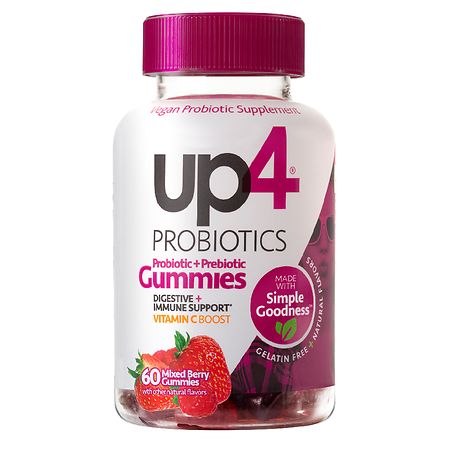 UP4 Probiotic + Prebiotic, Vitamin C, Berry Flavor, Gummies