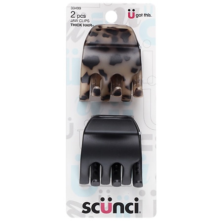 Scunci Large Chunky Claw/Jaw Clips for Thick Hair Tokyo Tortoise and Black