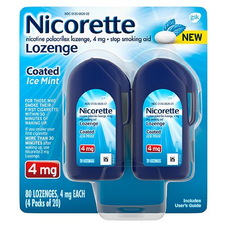Nicorette Coated Nicotine Lozenges To Stop Smoking, 4mg Ice Mint