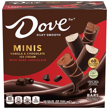 Dove Mini Ice Cream Bars Vanilla and Chocolate with Dark Chocolate
