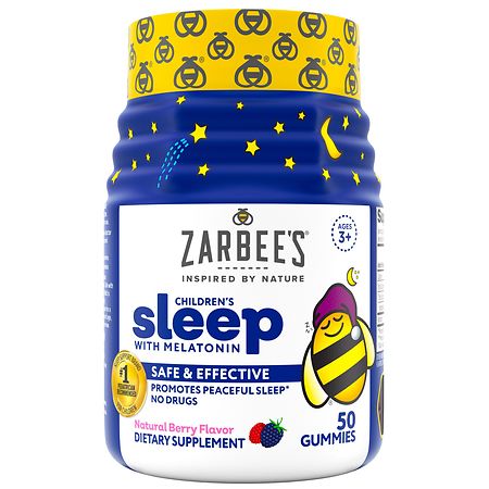Zarbee's Children's Sleep Gummies with Melatonin Berry, Fragrance-Free