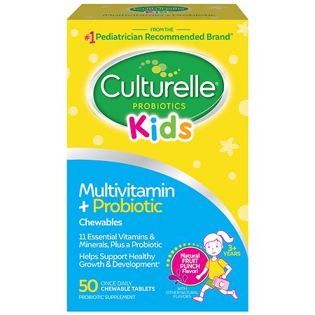 Culturelle Kids Complete Chewable Multivitamin + Probiotic, Ages 3+ Fruit Punch