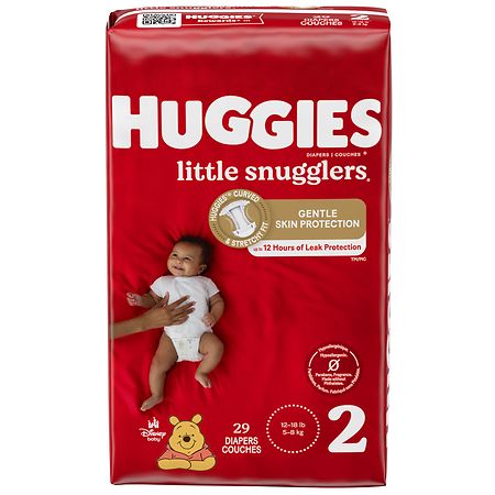 Huggies Pañales talla 2, pañales para bebé Little Snugglers, talla 2 (12-18  libras), 29 unidades