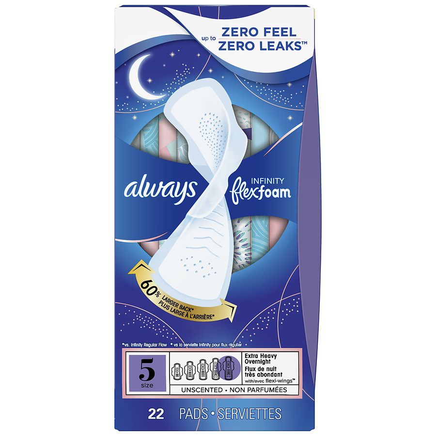  Always Maxi Feminine Pads for Women, Size 5 Extra Heavy Overnight  Absorbency, with Wings, Unscented, 36 Count : Health & Household