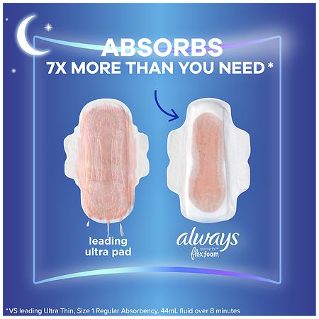 Always Feminine Pads for Women with wings No scent, Size 4 Overnight