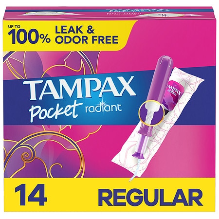 Tampax Pocket Radiant Pocket Radiant Tampons Unscented, Regular Absorbency