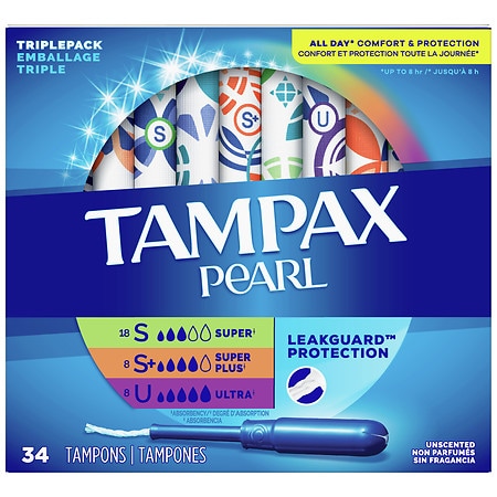 gentage dump Vejfremstillingsproces Tampax Pearl Tampons, Multipack Unscented, Super + Super Plus + Ultra  Absorbency | Walgreens