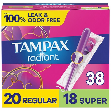 Tampax Radiant Radiant Tampons, Multipack Unscented, Regular/ Super Absorbency