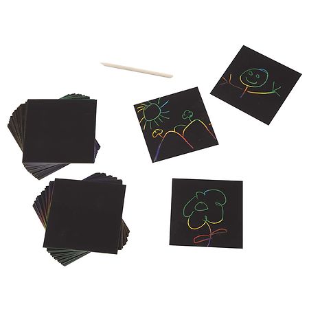 Playkidiz Scratch Paper Art Box, 100 Scratch Off Notes, Neat Desktop  Dispenser, Magic Scratch Art, Holographic Rainbow, Includes 4 Tracing  Stencils & 2 Stylus Pens - Toys 4 U