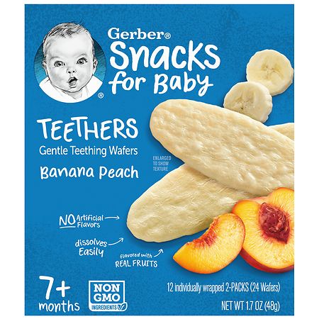 Gerber Snacks for Baby Gentle Teething Wafers Banana Peach