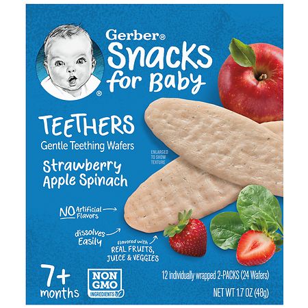 Gerber Snacks for Baby Gentle Teething Wafers Strawberry Apple Spinach
