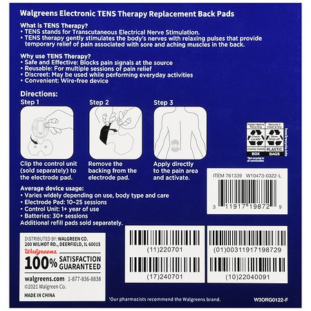 Walgreens TENS Therapy Replacement Back Pads, 2 ct - Fred Meyer