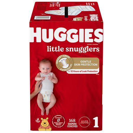 Huggies Little Snugglers Baby Diapers, 168 Ct, Size 1 (8-14 lbs)