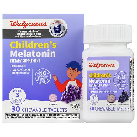 Walgreens Children's Melatonin 1 mg Chewable Tablets Natural Grape