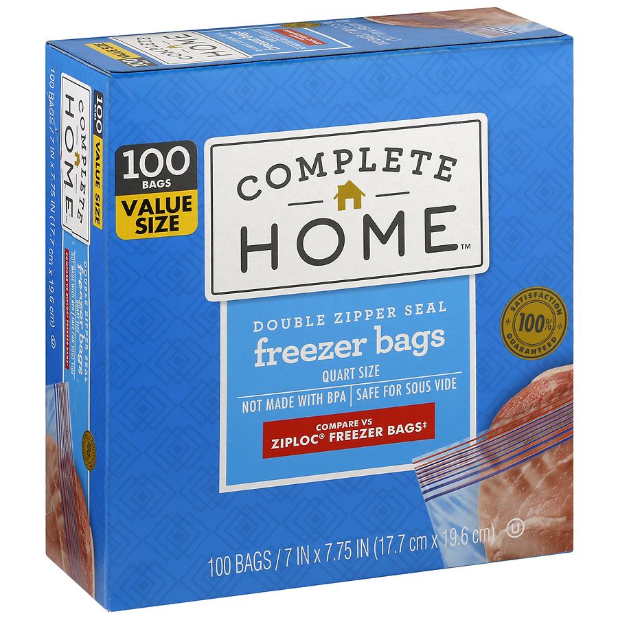 Complete Home Zipper Freezer Bags Quart | Walgreens