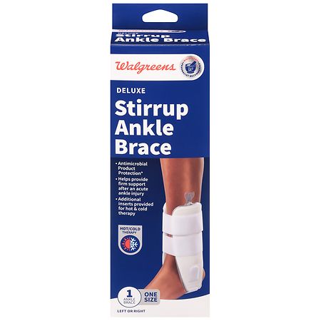 Walgreens Deluxe Stirrup Ankle Brace Hot/ Cold Therapy One Size White