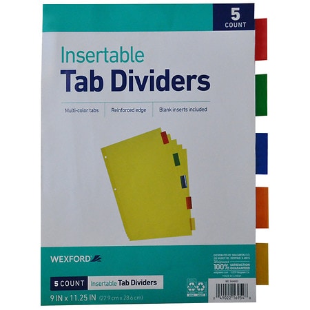 Wexford Tab Dividers 9 IN X 11.25 IN Multi-color