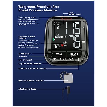 Microlife USA  Premium Bluetooth Illuminated Touch Screen Blood Pressure  Monitor