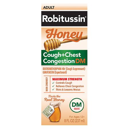 Robitussin Adult Honey Cough + Chest Congestion DM Max Real Honey
