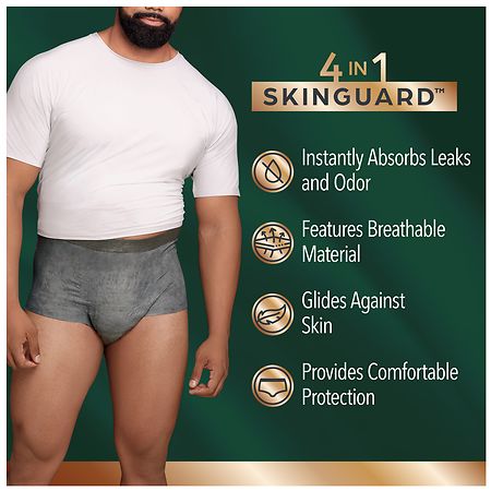 Depend Men's Real Fit Skinguard Incontinence Underwear Maximum L/XL
