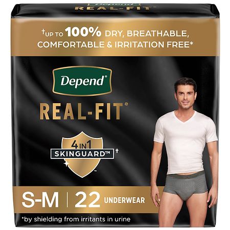  Depend Depend Fit-flex Incontinence Underwear for Men, Maximum  Absorbency, S/m, Grey, 38 Count (2 Packs Of 19), Sm/Med, 19 Count : Health  & Household