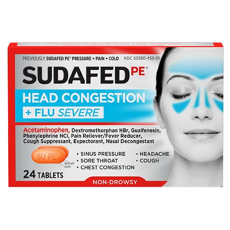 Sudafed PE Head Congestion + Flu Severe Tablets For Adults