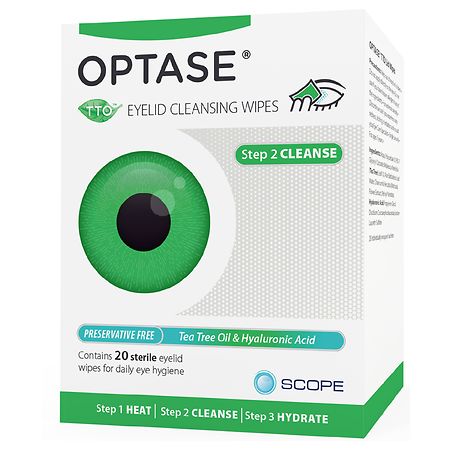 Optase Eyelid Cleansing Wipes with Tea Tree Oil and Hyaluronic Acid