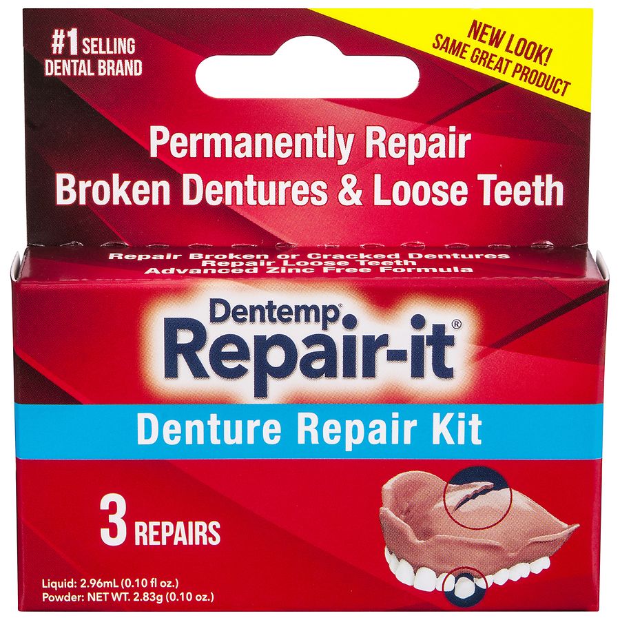 Denture Repair Kit - Temporary Teeth Repair Material for Broken Seams and  Dentures - Plastic Tooth Glue for Fast and Easy Repairs