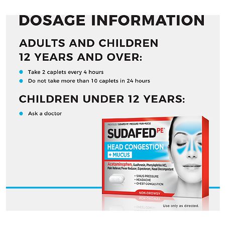 Sudafed Head Congestion + Mucus Non-Drowsy Relief Tablets