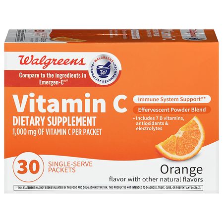 Walgreens Vitamin C Effervescent Powder Blend Packets Orange