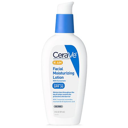 CeraVe AM Face Moisturizer SPF 30, Oil-Free with Sunscreen