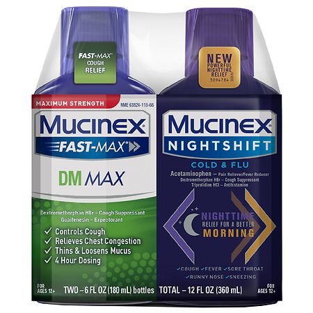 MucinexDM Max & Night Shift Cold & Flu Liquid Combo