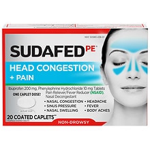 Sudafed PE Non-Drowsy Head Congestion + Pain Relief Caplets | Walgreens