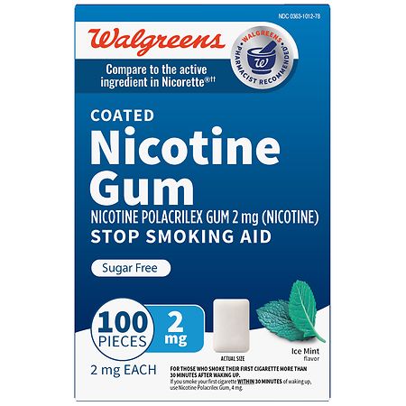 Walgreens Nicotine Polacrilex Coated Gum 2 mg Ice Mint
