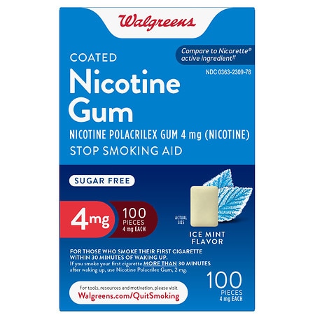 Walgreens Nicotine Polacrilex Coated Gum 4 mg Ice Mint