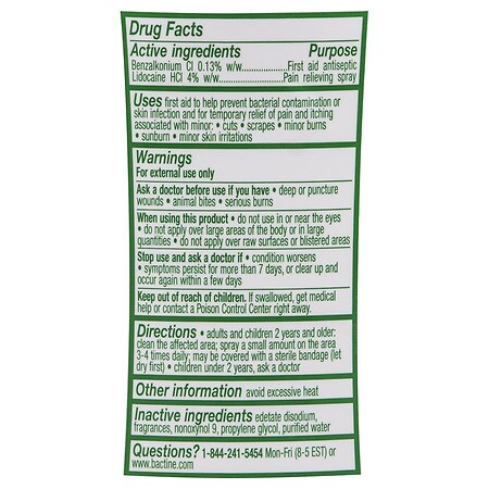Bactine Max Pain Relieving Cleansing Spray, Max Strength First Aid Pain Relief
