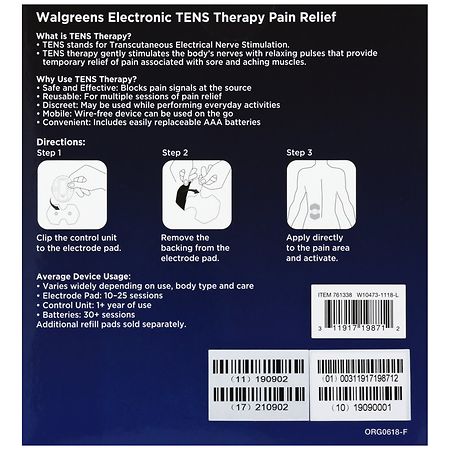 TENS Patch Cordless TENS Unit for Back Pain Relief, Powered by AAA Bat