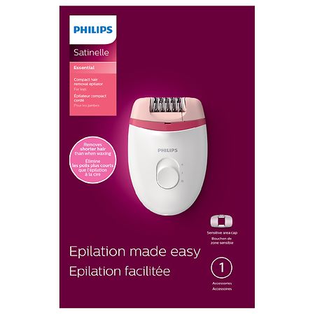 Philips Satinelle Satinelle Essential Corded Epilator (BRE235/ 04) White and Pink