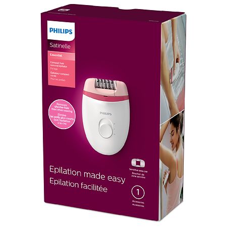 Philips Satinelle Satinelle Essential Corded Epilator (BRE235/04) White and  Pink