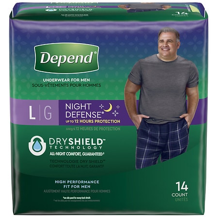 Depend Night Defense Adult Incontinence Underwear for Men, Disposable,  Overnight, Extra-Large, Grey, 48 Count