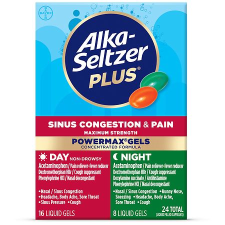 Alka-Seltzer Plus Sinus Congestion & Pain Maximum Strength Day + Night Liquid Gels