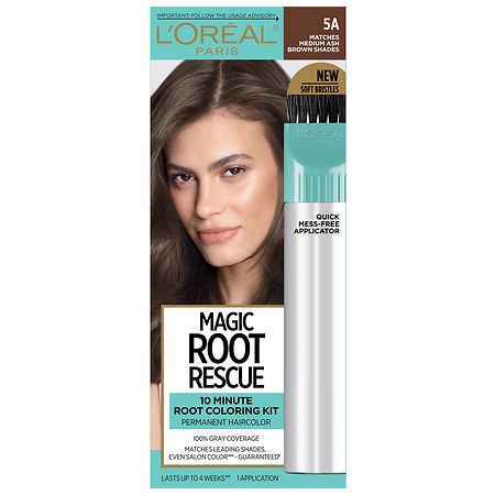 L'Oreal Paris Root Rescue Root Rescue 10 Minute Root Hair Coloring Kit, 100% Gray Coverage 5A Medium Ash Brown