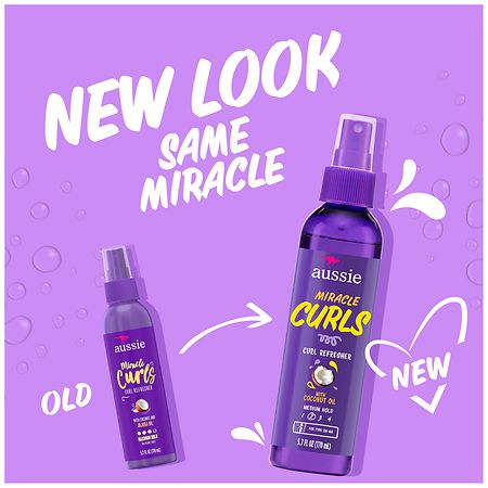 Aussie Curl Refresher Spray for Frizzy Hair, Silicone Free Tropical fruits, florals, and musk