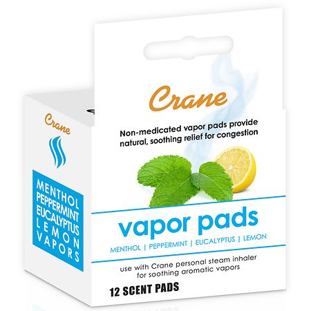 Crane USA Vapor Pads for Personal Steam Inhaler Menthol, Peppermint, Eucalyptus, Lemon