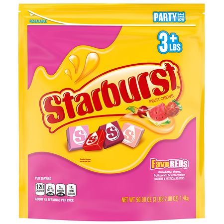 Starburst Fruit Chews Candy Party Size Resealable Fave Reds