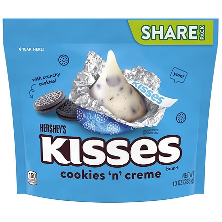 Kisses Candy, Individually Wrapped, Share Bag Cookies 'n' Creme