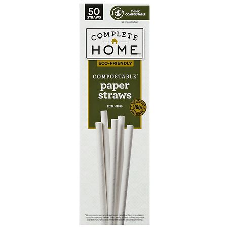 Complete Home Compostable Paper Straw 7.76 in x 0.217 in