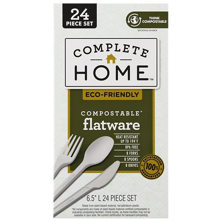 Complete Home Compostable Flatware 6.5 in White